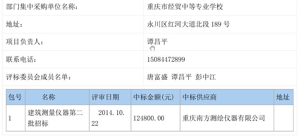 我校建筑測量儀器第二批招標(biāo)結(jié)果公示